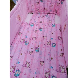 Rózsaszín bagoly mintás ágynemű egyedi hímzéssel