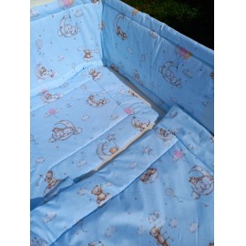 Kék holdas macis baba, ovis, ágynemű szett