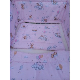 Rózsaszín holdas maci baba, ovis, ágynemű szett